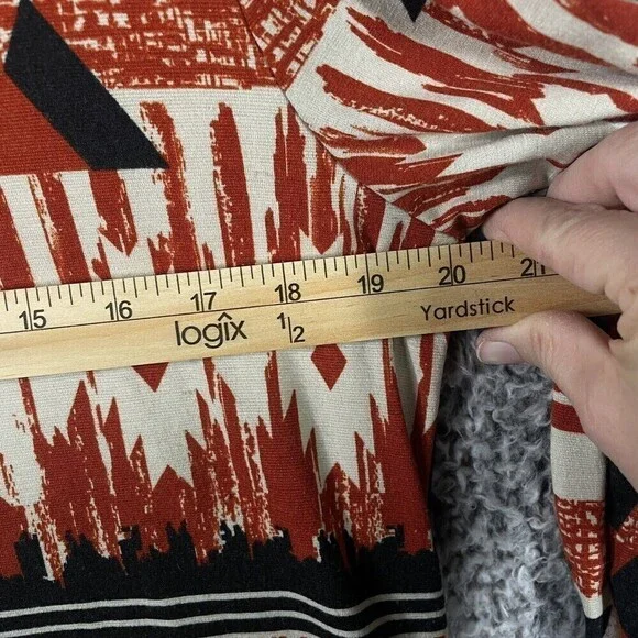 PINK Owl Dress Aztec Orange Beige Black Lined Women’s Large 3/4 Sleeve - Picture 4 of 7